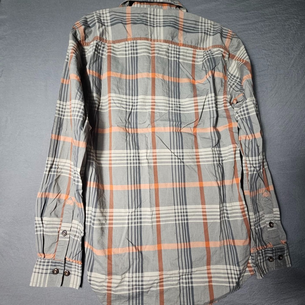Carhartt Relaxed Fit Plaid Button Up Shirt Mens Small Gray Orange Long Sleeve - Picture 12 of 12